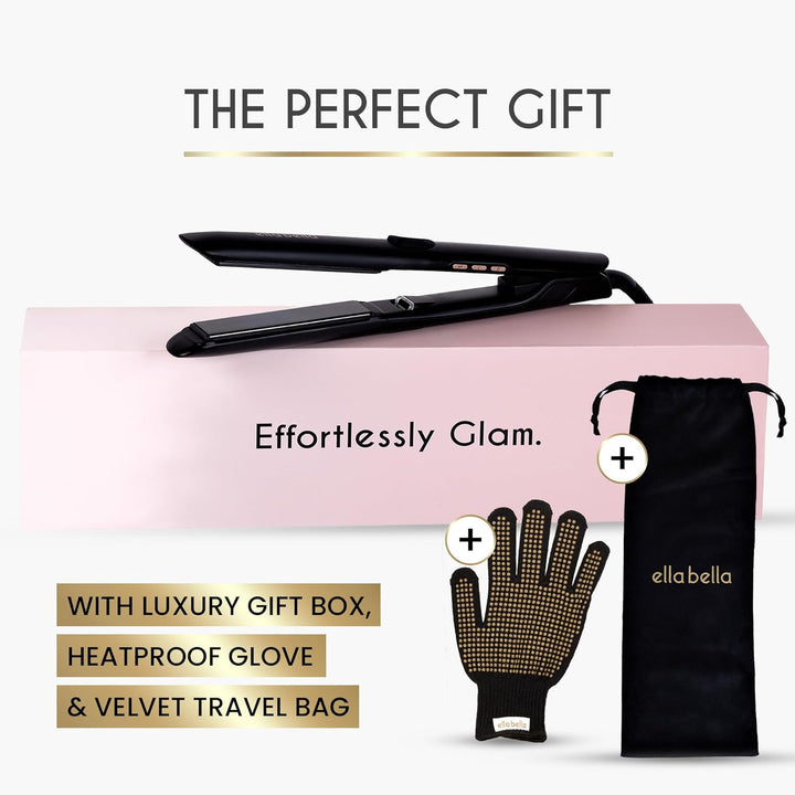 ELLA BELLA® Plancha plana de titanio para alisar el cabello, delgad...