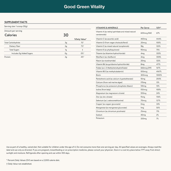 Nuzest Greens Powder Good Green Vitality - Vitaminas, Minerales y S...
