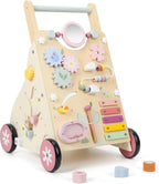 Caminador de madera para bebé, caminador de empuje para bebé, juguetes de caminador de empuje para bebés que aprenden a caminar y a pasar de sentado a de pie, con juguete sensorial