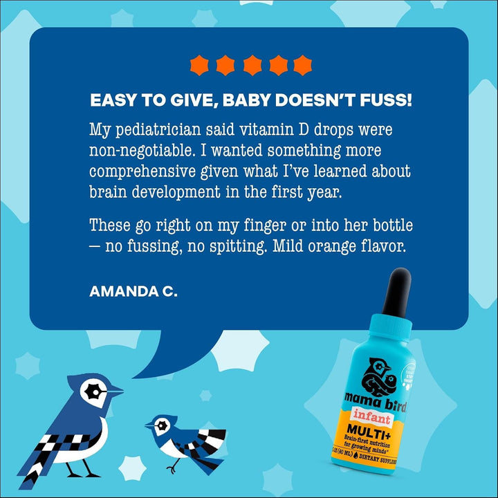 Mama Bird Infant Multi+ Drops (60 porciones) a partir de 6 meses -...