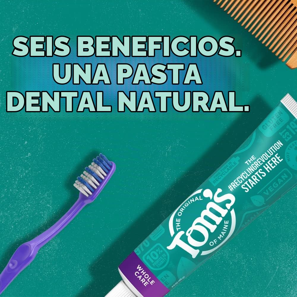 Tom's of Maine Whole Care Pasta de dientes natural con flúor, m...