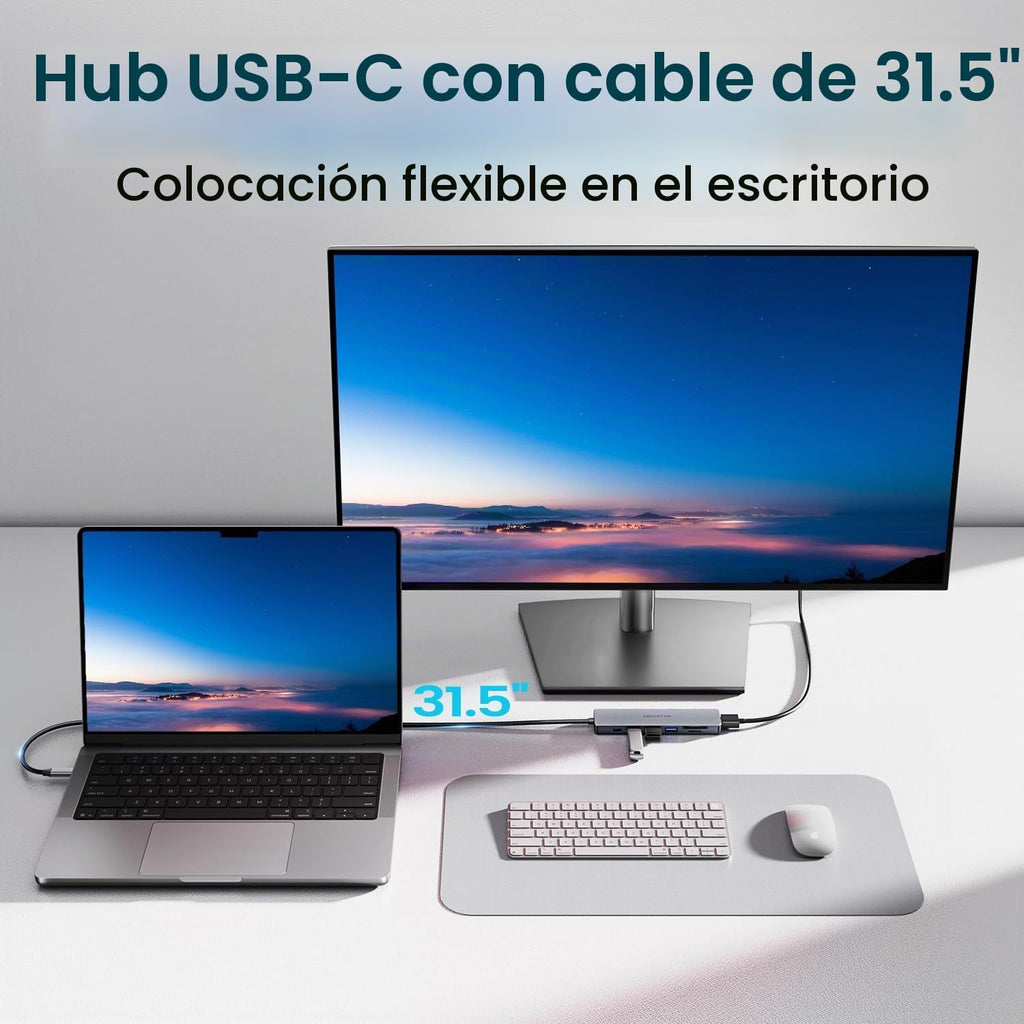 31.5'' USB C Hub Multiport adaptador HDMI 4K para MacBook Neo, iPad