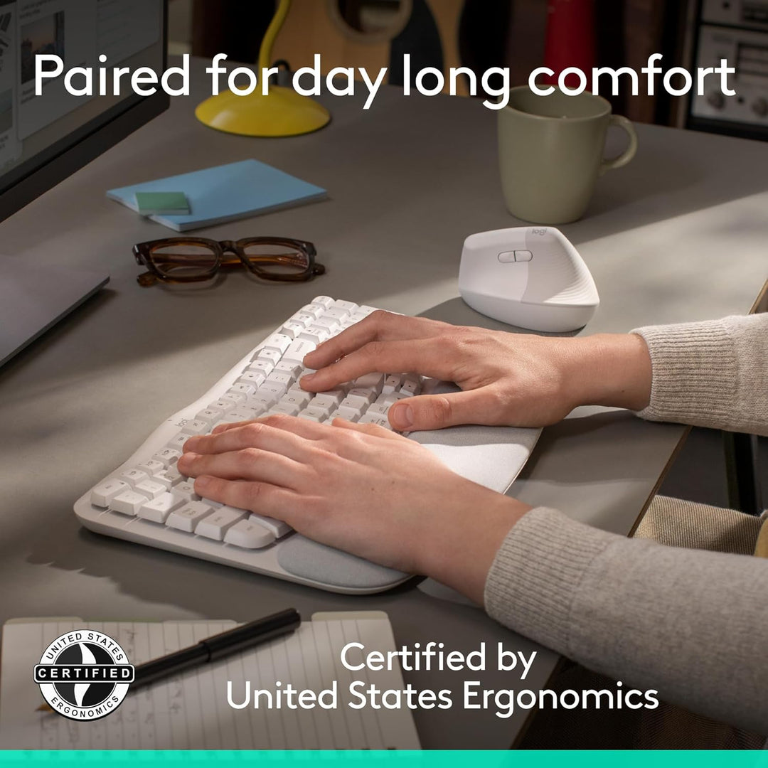Logitech Wave Keys &amp; Lift Vertical Mouse - Combo de teclado y m...