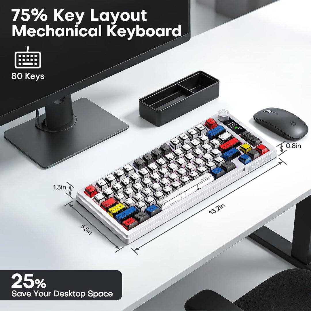 MOKURU Teclado mecánico inalámbrico, tres modos BT\/2.4G\/USB-C, co...