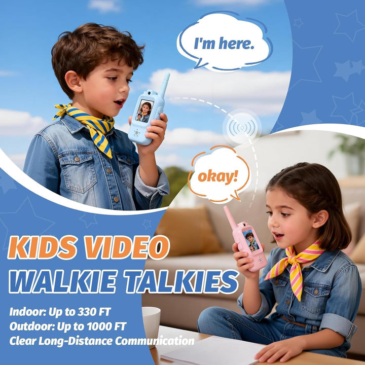AQLL Walkie Talkies for Kids with Real-Time Video Chat, 2 Pack Rech...