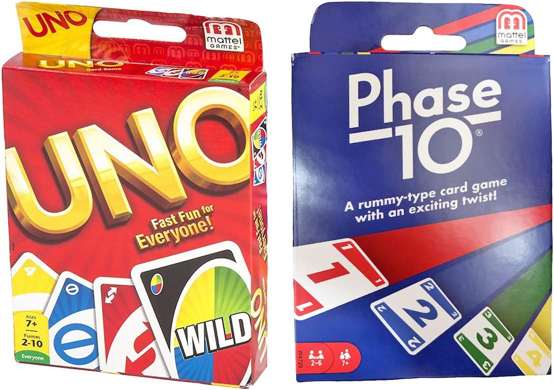 Juego de cartas Mattel Phase 10 con juego de cartas UNO