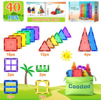 Coodoo Tiles Magnéticos para Niños Juguetes STEM Juguete Magnético de Construcción para Bebé Bloques Magnéticos para Desarrollo Preescolar Aprendizaje Sensorial Montessori Juguetes para Niños y Niñas de 3+ Años, Creatividad Segura para Niños Pequeños