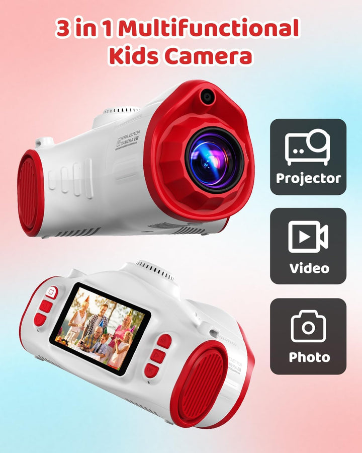 Cámara para niños con proyector, videocámara de video digital 1080P...