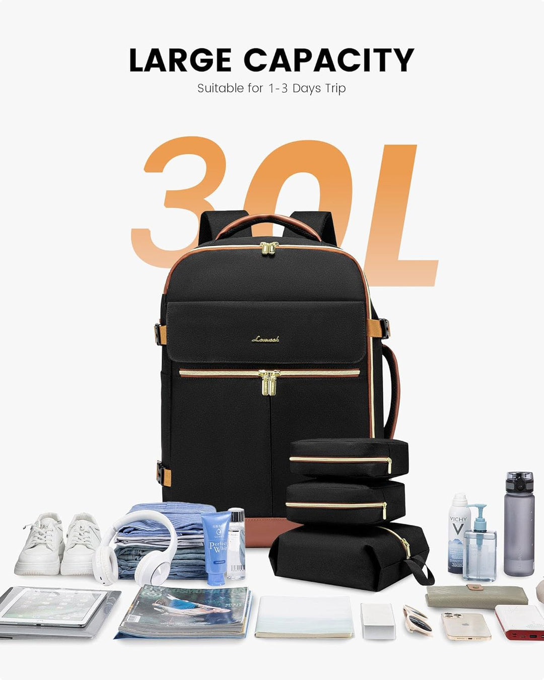 LOVEVOOK: mochila de transporte de 40L, mochila de viaje para mujer...