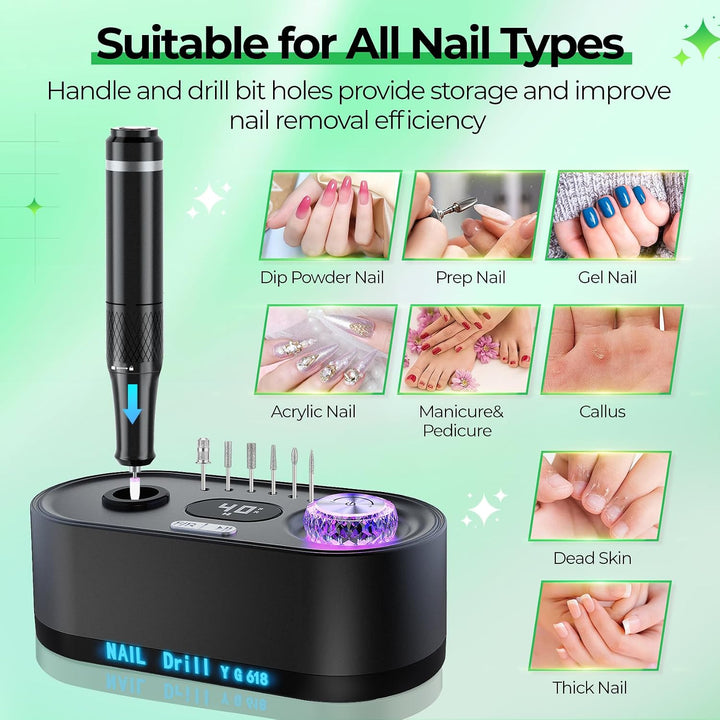 JOSGLOI Lima de Uñas Eléctrica Profesional: Kit de Lima de Uñas Elé...
