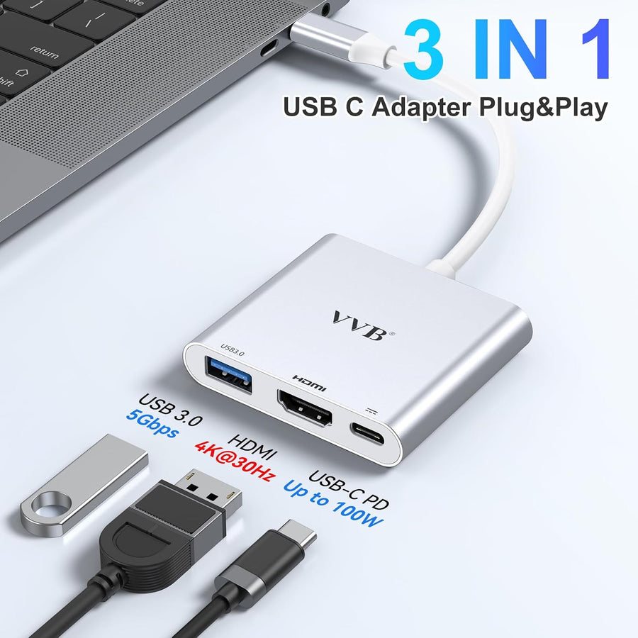 Adaptador USB C a HDMI,Adaptador USB-C Hub Multipuerto Convertidor...