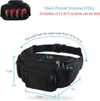 Riñonera deportiva para hombres y mujeres, riñonera al aire libre con 6 bolsillos con cremallera, bolsa de gran capacidad con cinturón ajustable para viajes, senderismo, ciclismo, entrenamiento,