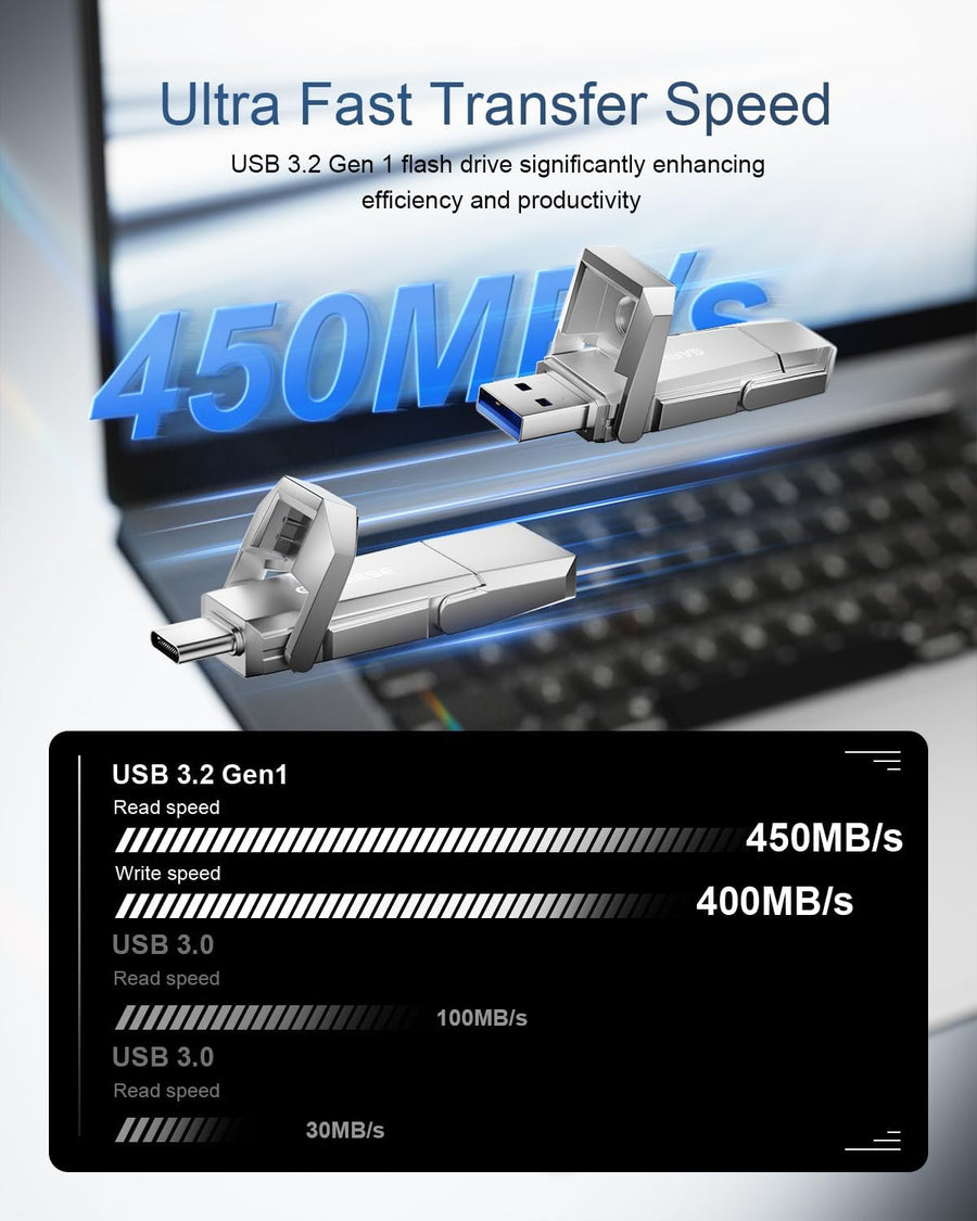 GARMESE Unidad flash SSD USB C de 256 GB de hasta 450 MB\/s USB 3.2...