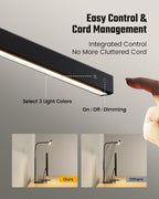 Lámpara SUPERDANNY Lámpara LED de escritorio para el hogar y la oficina, luz para el cuidado de los ojos con base, lámpara de 12W con control táctil, 3 colores, brillo regulable, lámpara de cuello de cisne
