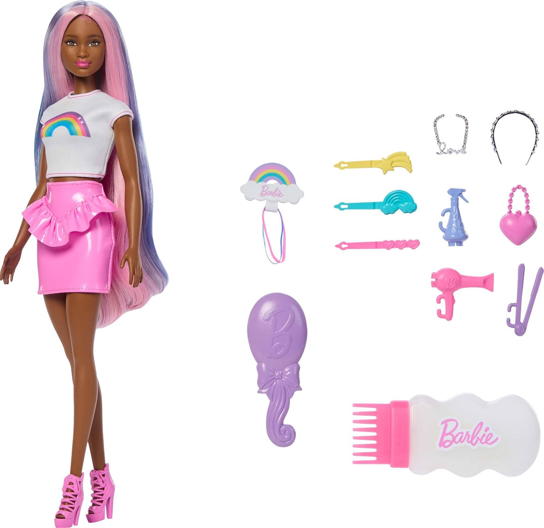 Barbie Rainbow Sparkle - Muñeca para el cabello, extra larga y colo...
