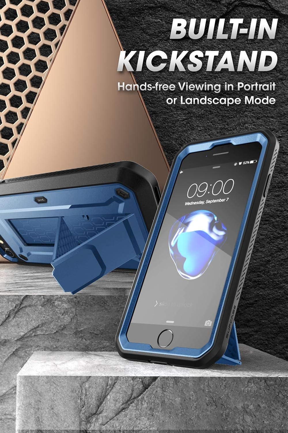 SUPCASE Funda para iPhone SE de 3ª generación / iPhone SE de 2ª generación / iPhone 7/ iPhone 8 (Unicorn Beetle Pro), con protector de pantalla y soporte y clip, funda resistente para teléfono para