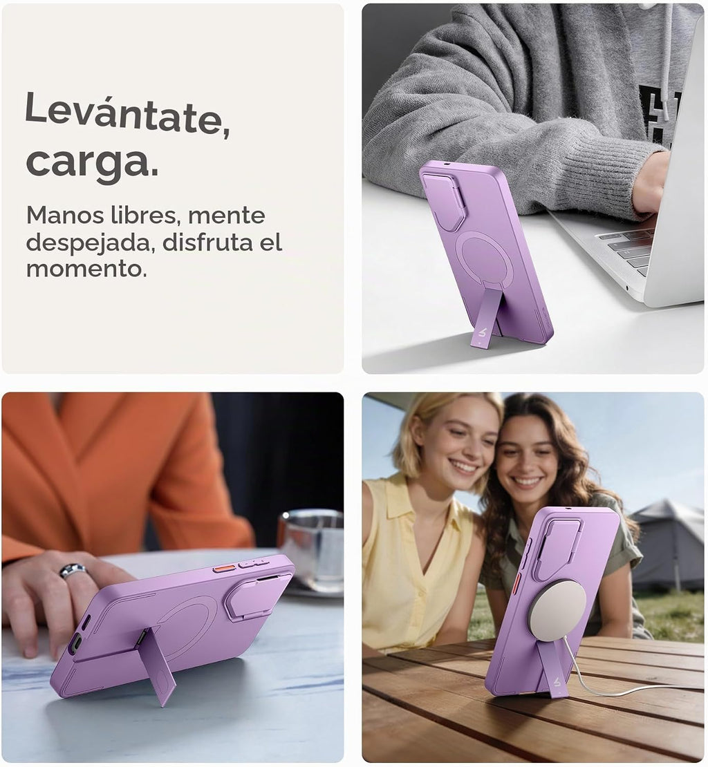 SURITCH para Samsung Galaxy S26 Plus Funda para Teléfono, Cubierta Magnética Protectora con Cubierta para Cámara y Soporte Metálico Ajustable para Galaxy S26 Plus - Taro Purple