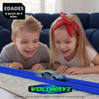 Pista recta y curva compatible con Hot Wheels – Juego de 58 piezas XL a escala 1:64 (50 pies en total) – Incluye rectas, curvas de alto margen y 70 conectores