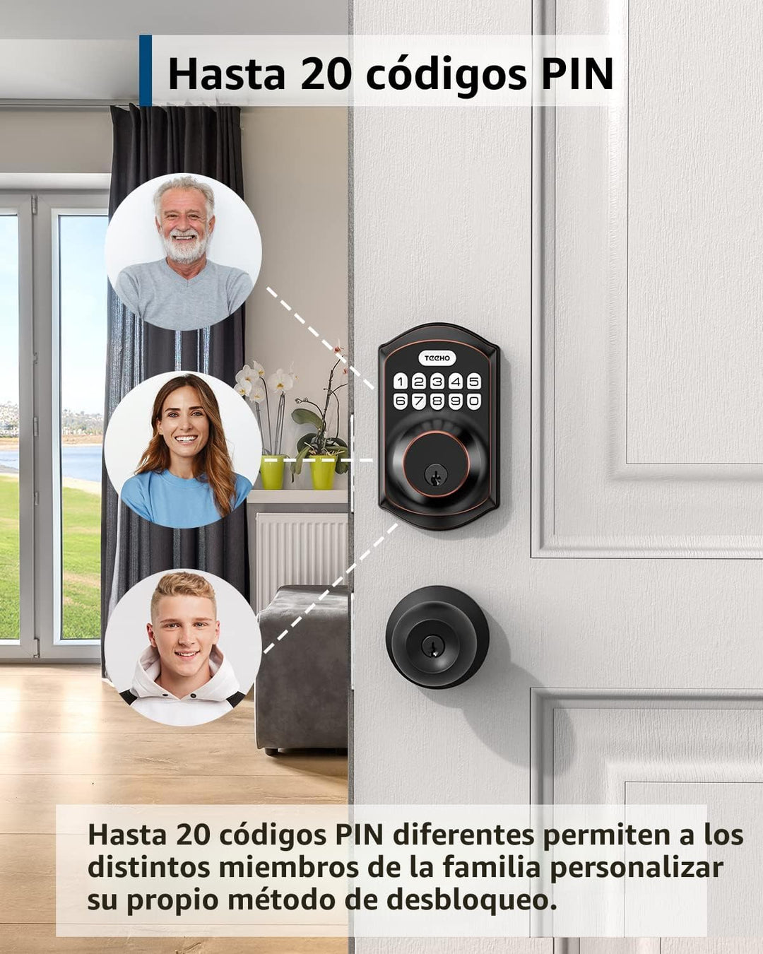 TEEHO TE001 - Cerradura inteligente para puerta de entrada, sin lla...