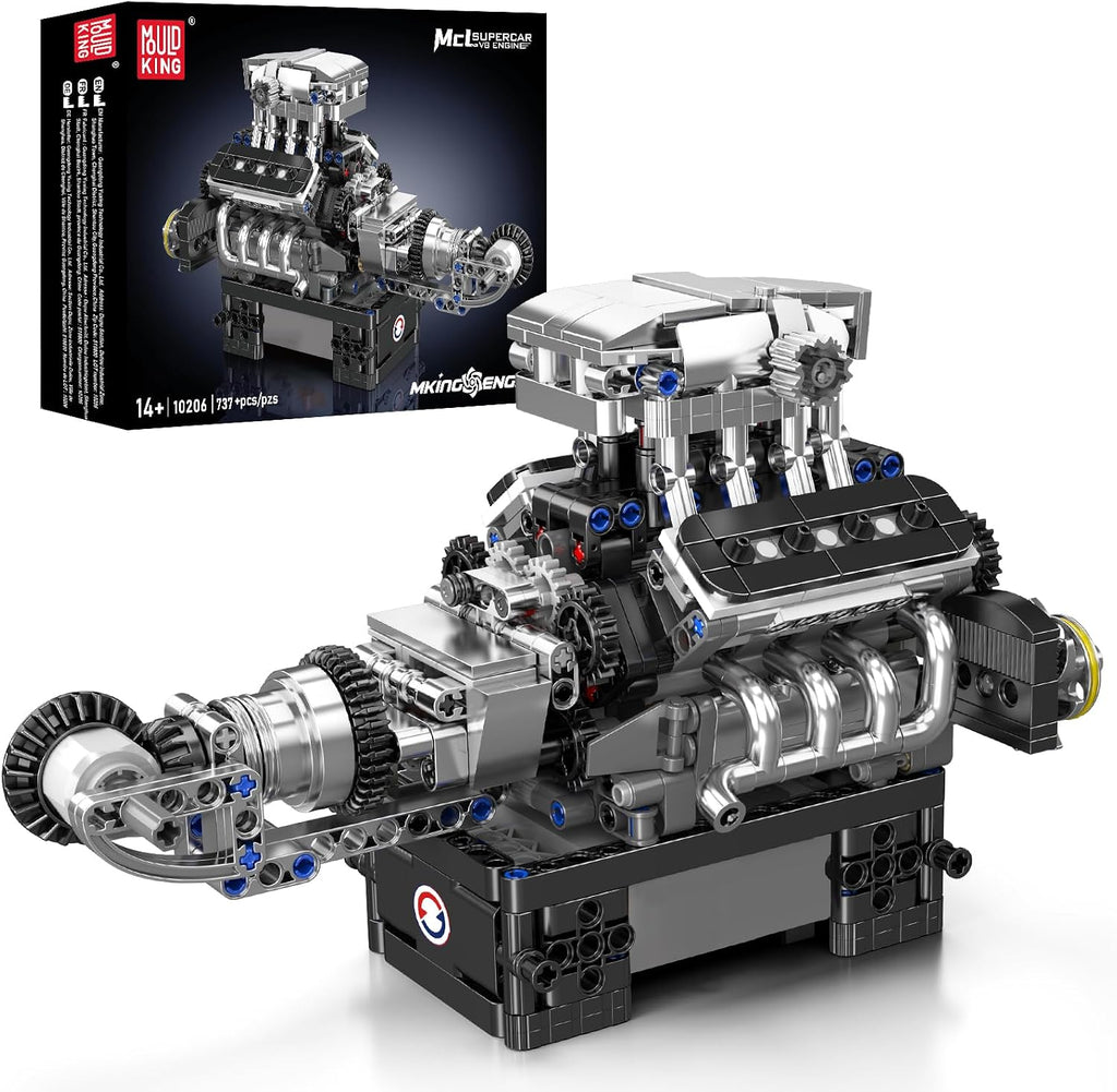 Mould King Supercar V8 - Juego de bloques de construcción de motor que funciona, kit de construcción de modelos de ingeniería MOC para adultos mayores de 14 años