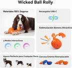 Cheerble Juguete interactivo inteligente para perros, bola de rollo, movimiento automático, rebote, rotación, material de E-TPU, con cuerda y sonido de ladridos, bola interactiva para perros medianos