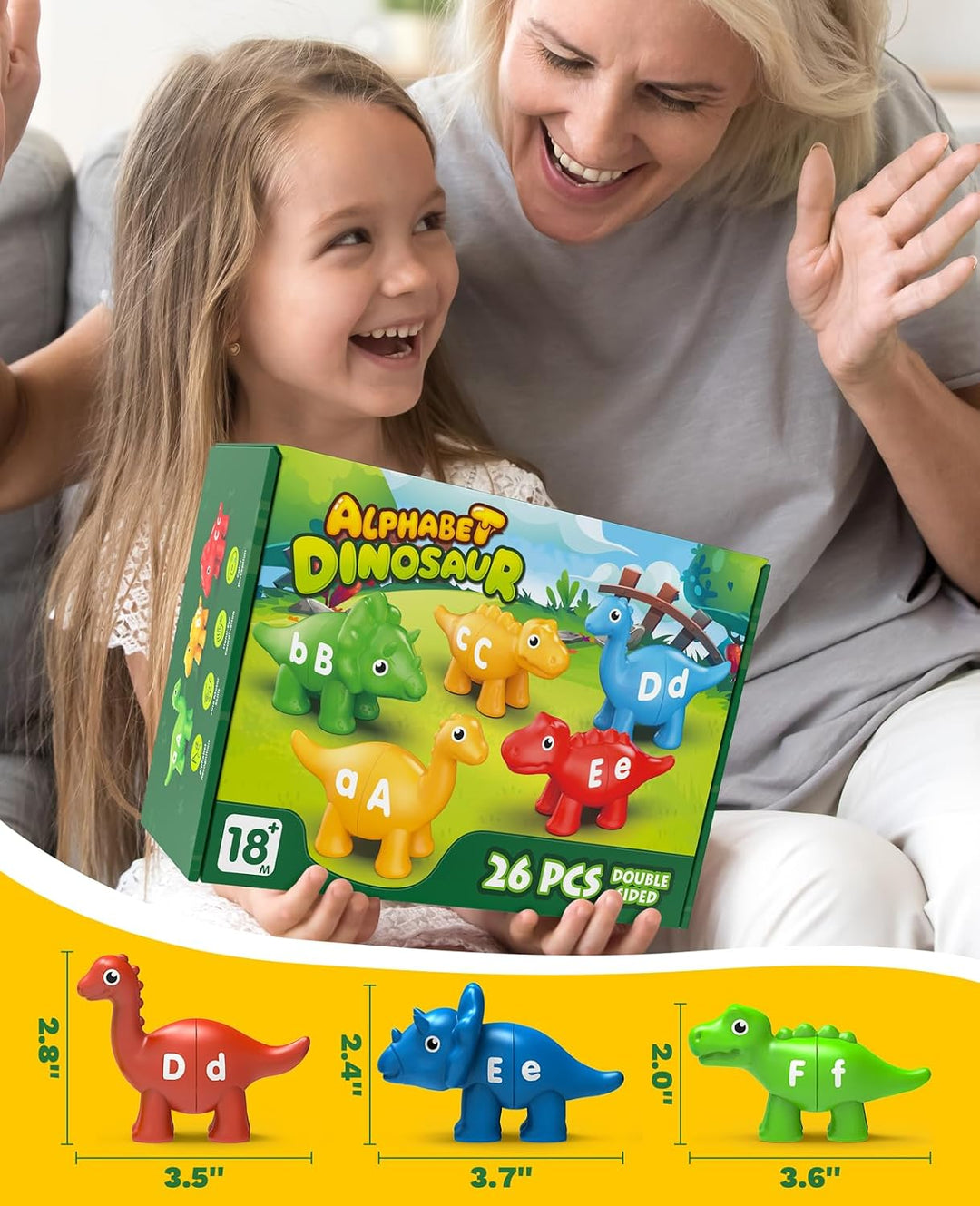 Edumoteso 26 piezas de juguetes de aprendizaje del alfabeto de dino...