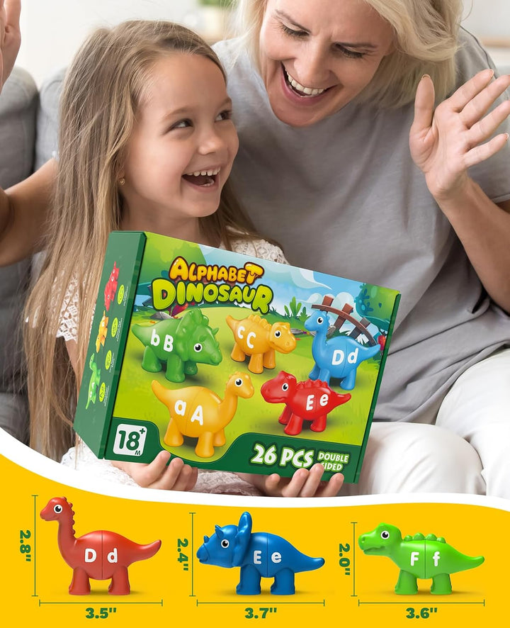 Edumoteso 26 piezas de juguetes de aprendizaje del alfabeto de dino...
