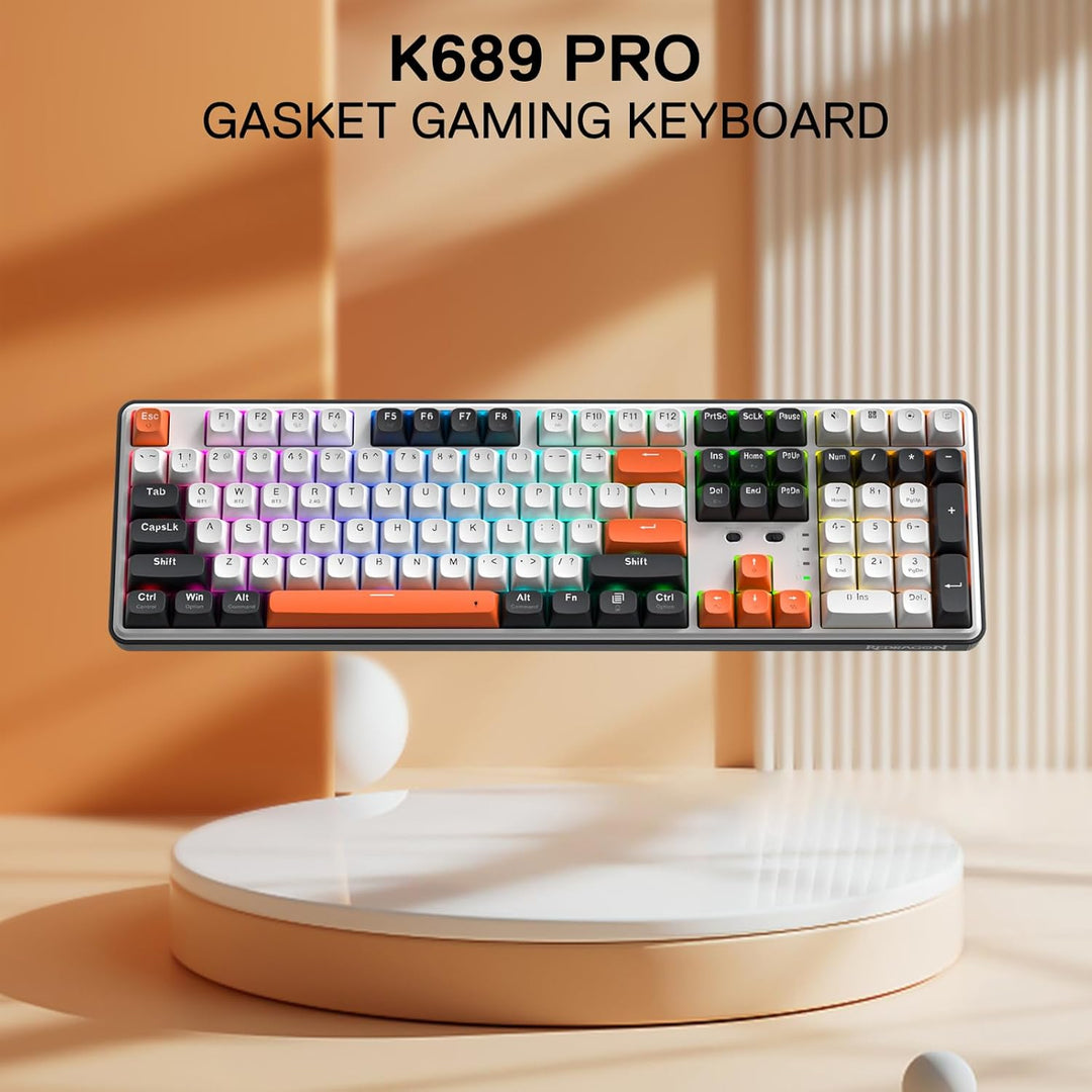 Redragon K689 PRO - Teclado Gaming RGB Inalámbrico con Junta de Sel...