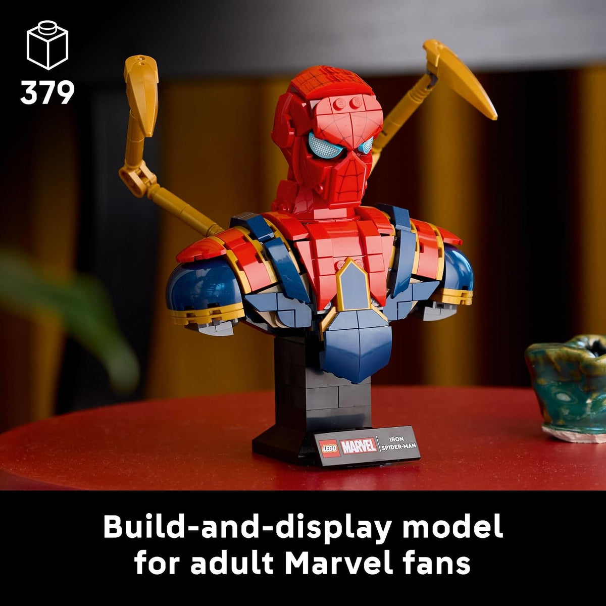 LEGO Marvel Iron Spider-Man Bust coleccionable – Kit de construcción para adultos a partir de 18 años – Incluye minifigura de Iron Spider-Man – Modelo coleccionable para fanáticos de superhéroes