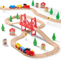 SainSmart Jr. Juego de Tren de Madera para Niños Pequeños - Vías de Madera de Doble Cara Compatible con Brio, Thomas, Melissa y Doug - Expandible, Cambiable - Tren de Juguete de Madera para Niños de 3