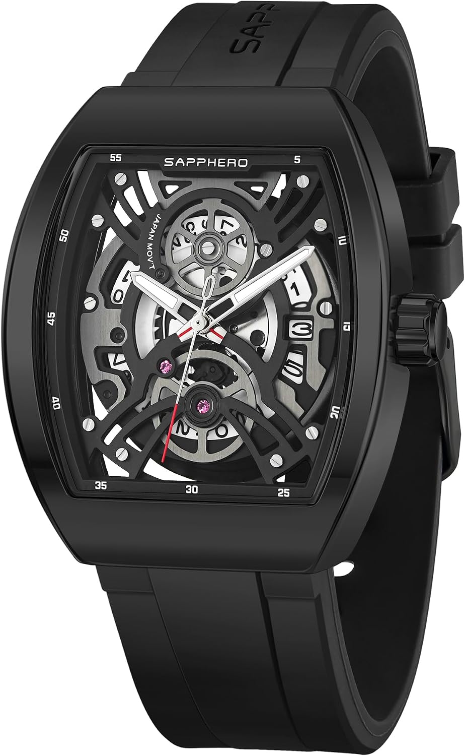 SAPPHERO Relojes de vestir para hombre, relojes de cuarzo analógicos de silicona para hombre