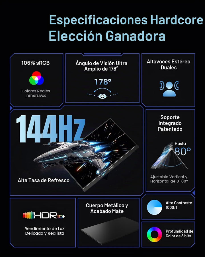 ARZOPA Monitor portátil para juegos de 16.1 pulgadas y 144 Hz, 106%...