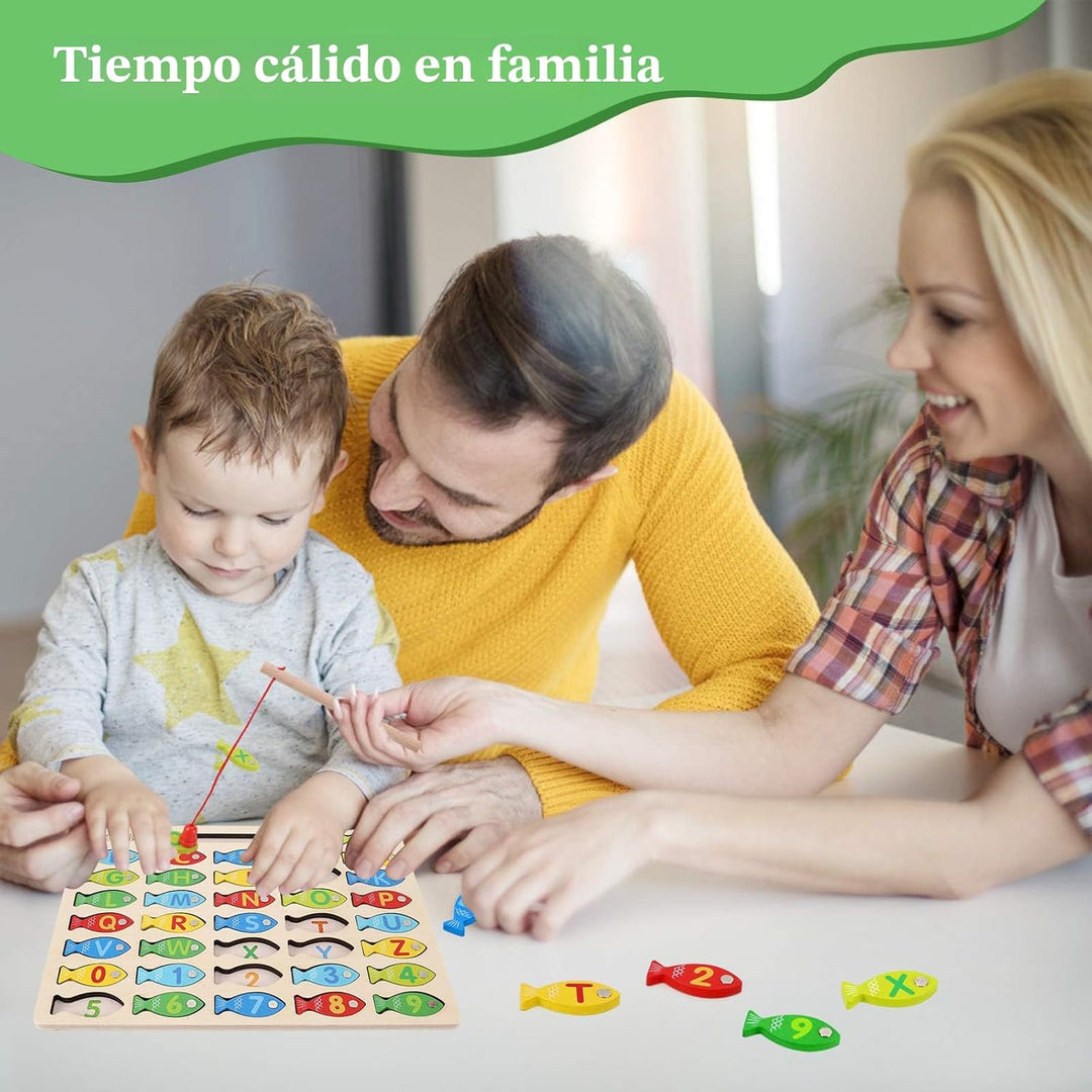 Juguete magnético de pesca de madera para niños pequeños
