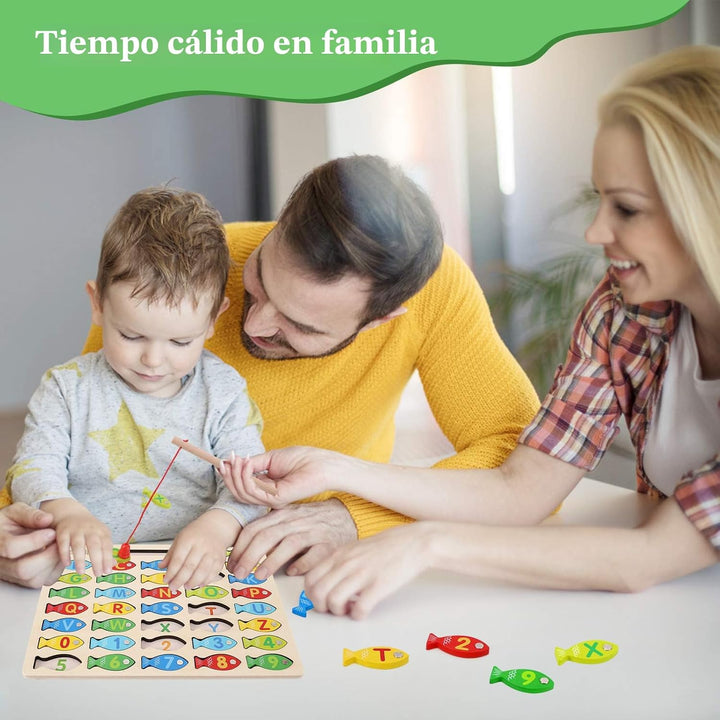 Juguete magnético de pesca de madera para niños pequeños