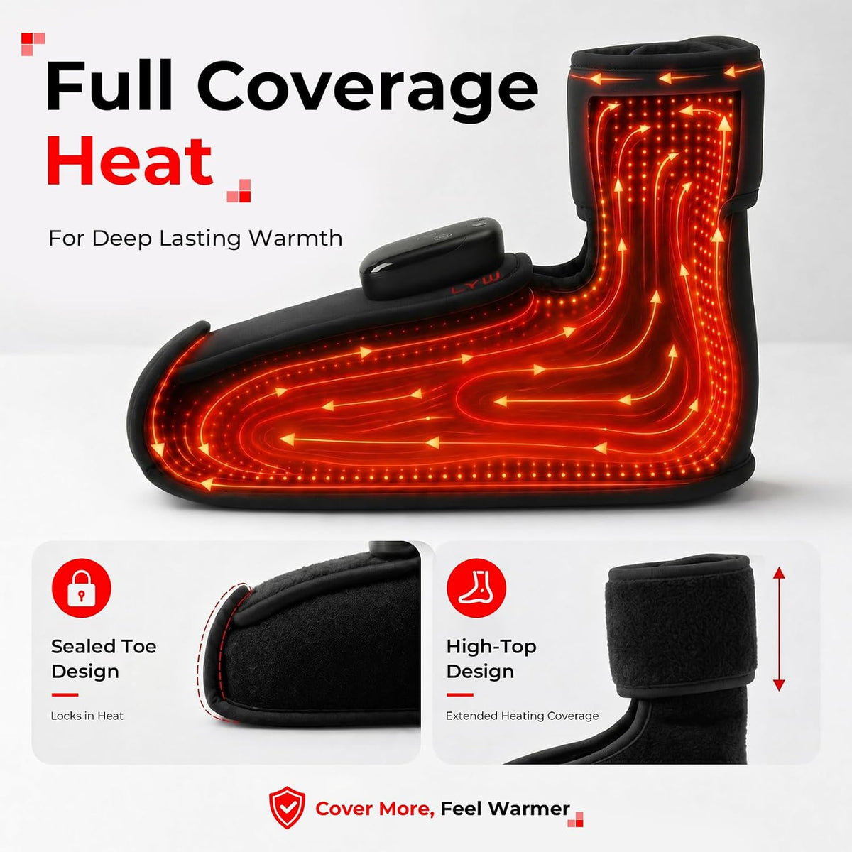LTW Terapia de luz roja mejorada para pies, 101 LED de tres chips de terapia de luz infrarroja con 660 nm y 850 nm, 3 niveles de calor, 5 intensidades de luz con modo de pulso, 5000 mAh inalámbrico