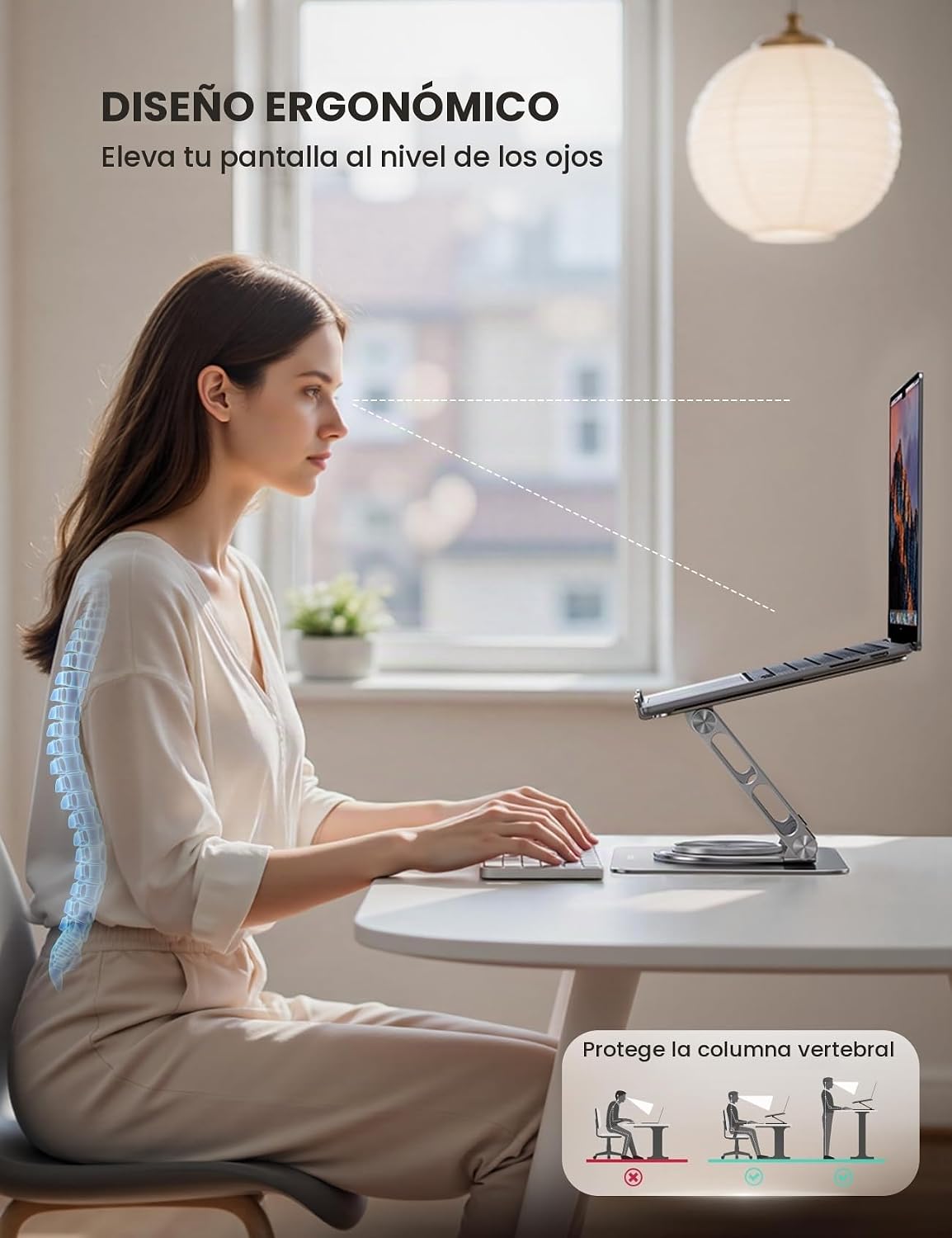 Lamicall - Soporte ajustable para laptop para escritorio - Base gir...