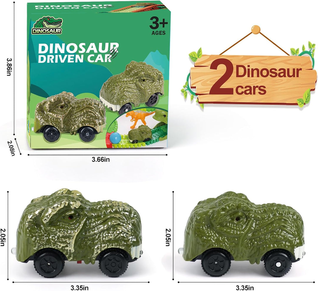 ToyFuntasy Paquete de 2 autos de pista de dinosaurios para niños, e...