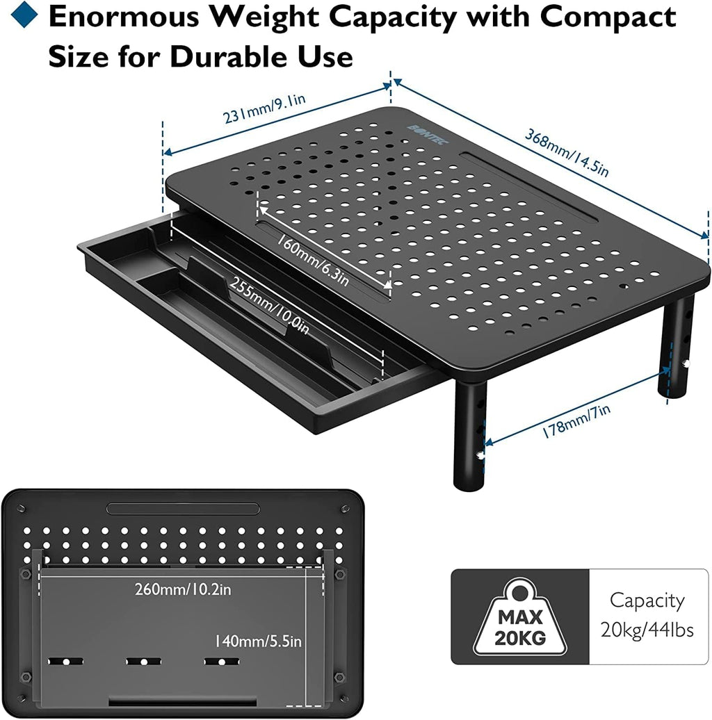 BONTEC Paquete de 2 soportes elevadores ajustables para monitor con cajón
