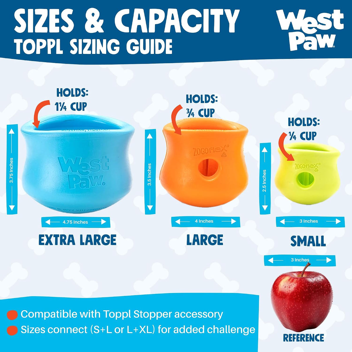 Dispensador interactivo de golosinas para perros West Paw, con diseño Toppl de Zogoflex®, L