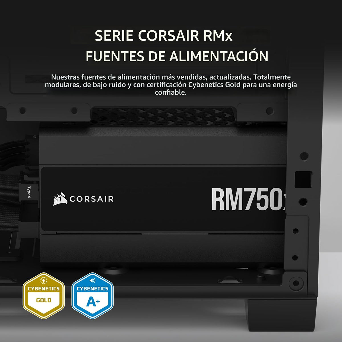 CORSAIR RM750x ATX 3.1 PCIe 5.1 Ready Fuente de alimentación totalmente modular de 750 W