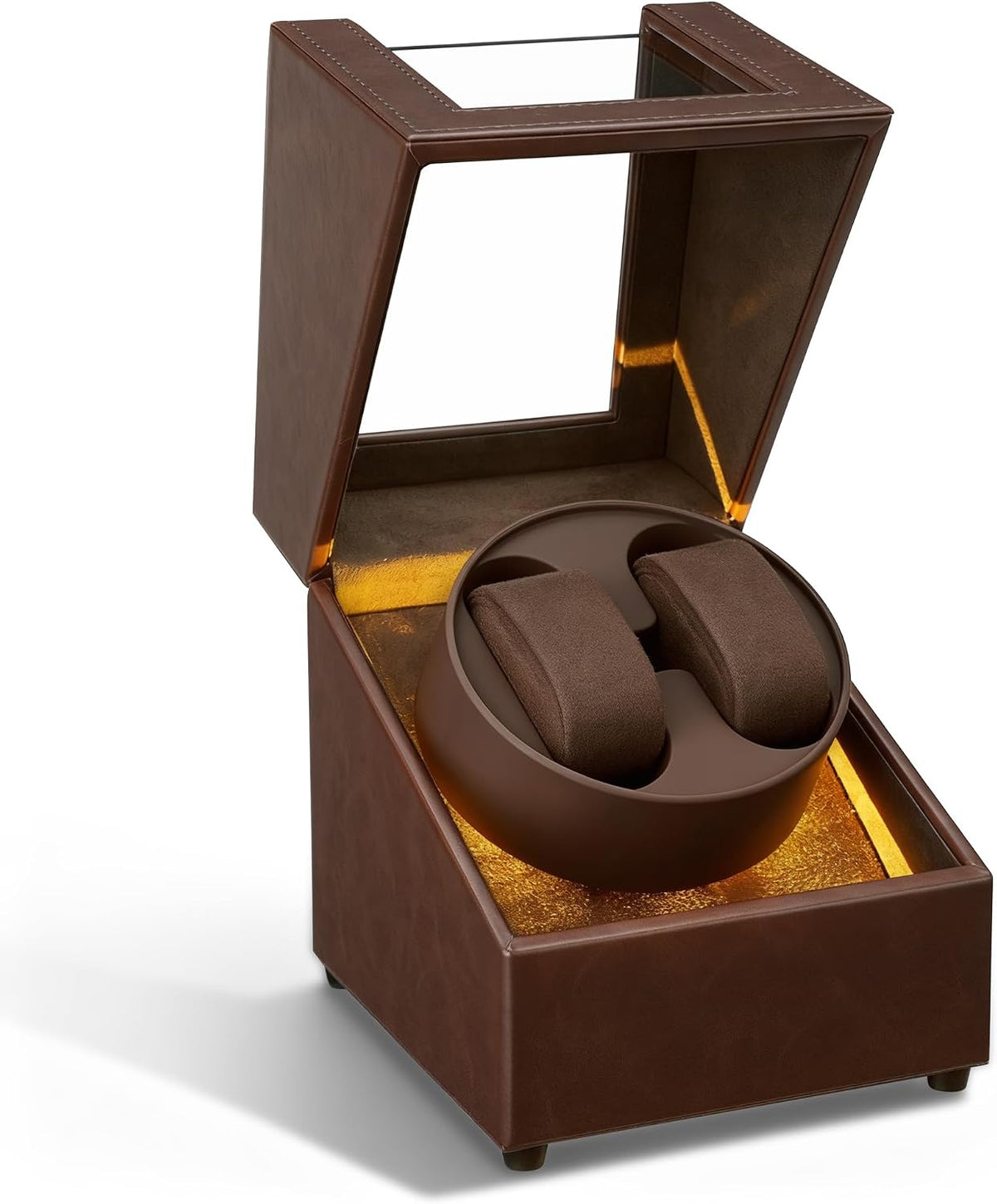 Mcbazel Enrollador de reloj con luz LED, caja de bobinadora de reloj doble para relojes automáticos, motor ultra silencioso, 5 modos de rotación, regalos para hombres, seres queridos y mujeres