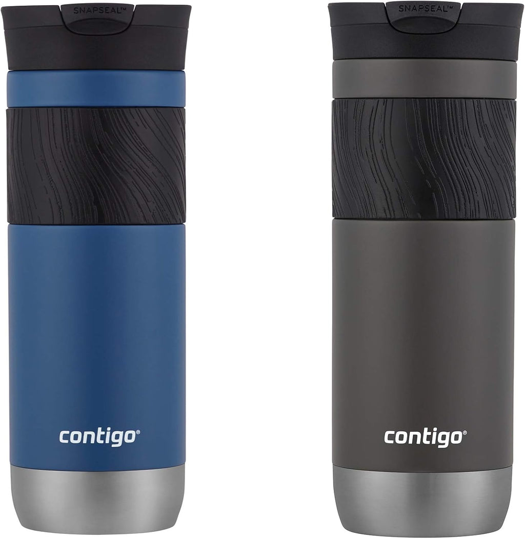 Contigo - Taza de viaje con aislamiento y con Snapseal (cierre por presión), 20 onzas fluidas, diseño saque, maíz azul, con asa