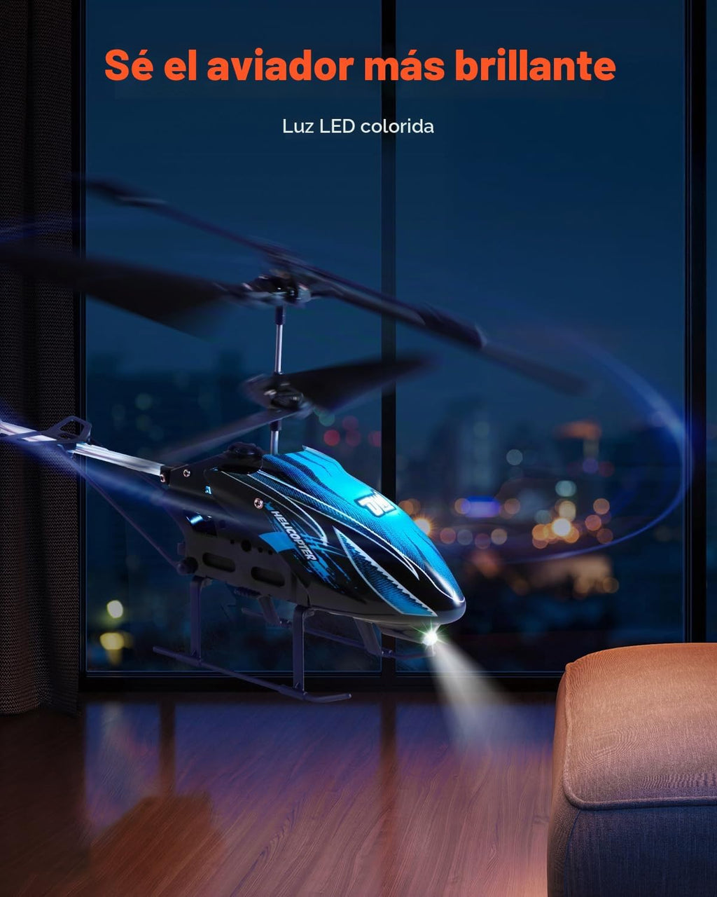 Helicóptero RC VEVOR, helicóptero de control remoto de 2.4GHz, avión RC de 3.5 canales para niños, 16 minutos de tiempo de vuelo, mantenimiento de altitud, despegue/aterrizaje de una tecla y luces LED