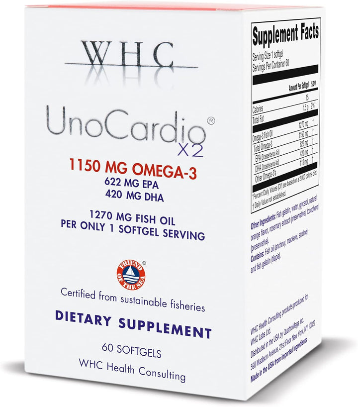 WHC, Aceite de pescado UnoCardio X2, ácidos grasos triglicéridos om...