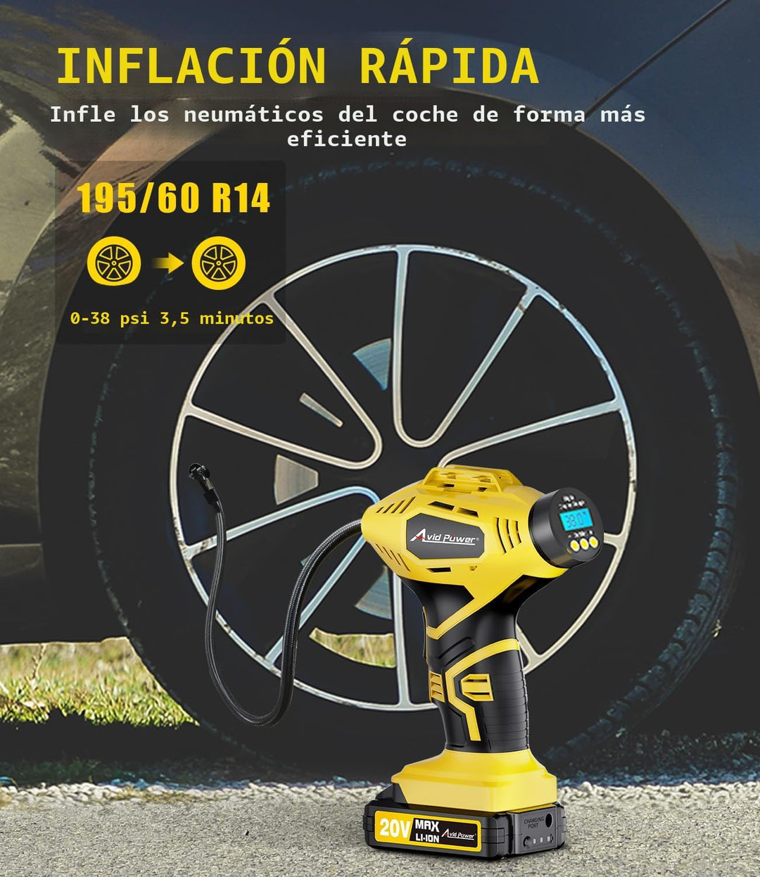 AVID POWER - Compresor de aire inflador de neumáticos portátil, bom...