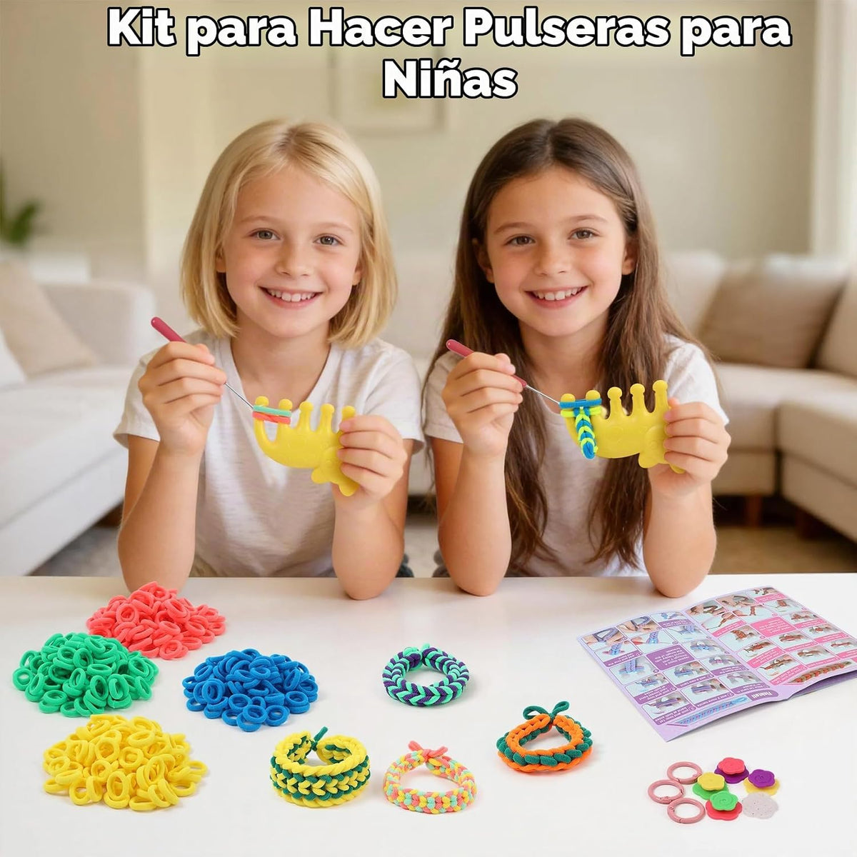 IQKidz Arte y manualidades para niños de 6 a 8 a 12 años, kit de telar para hacer pulseras con más de 1000 bandas de bucle, juego de juguetes para hacer pulseras para el cabello, gran regalo de cumpleaños para niñas de 7, 9, 10, 11, 13 años