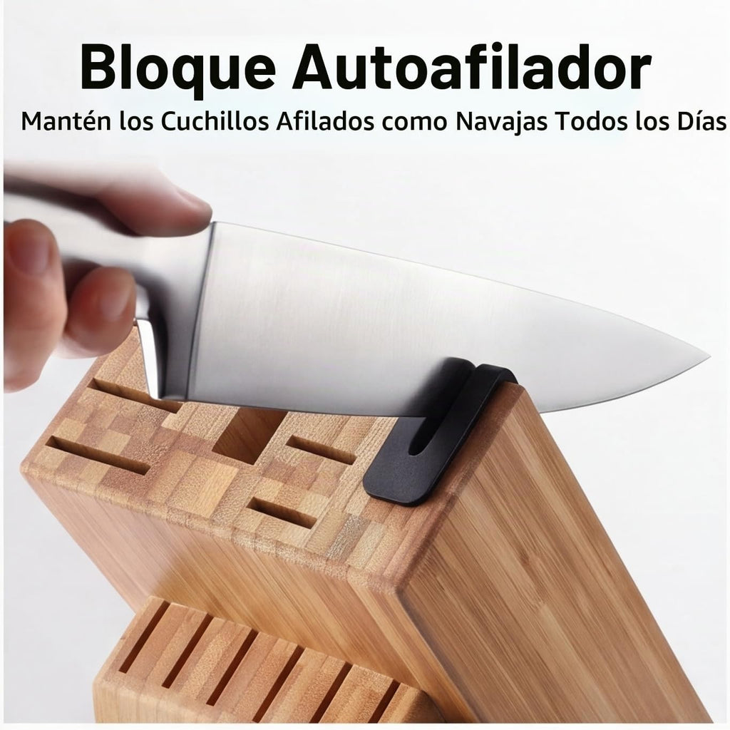McCook Juego de cuchillos de cocina de acero con afilador incorporado