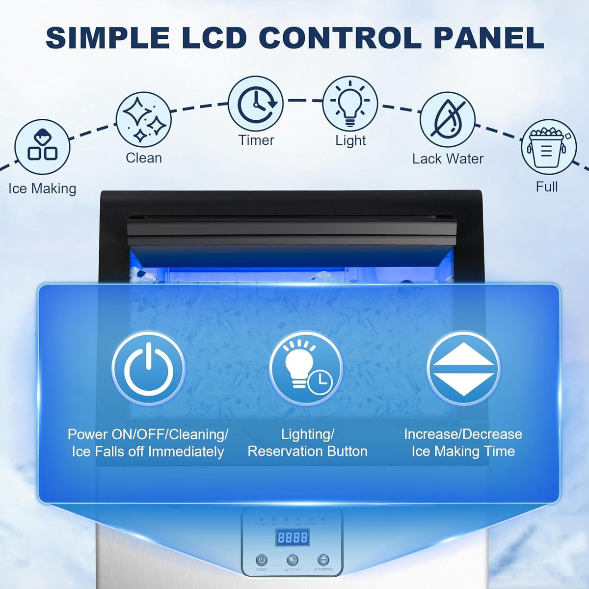 Máquina comercial del fabricante de hielo de 90LBS/24H debajo de la