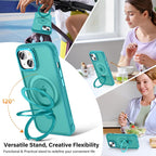 Carcasa para iPhone 15 con soporte magnético, color cian oscuro