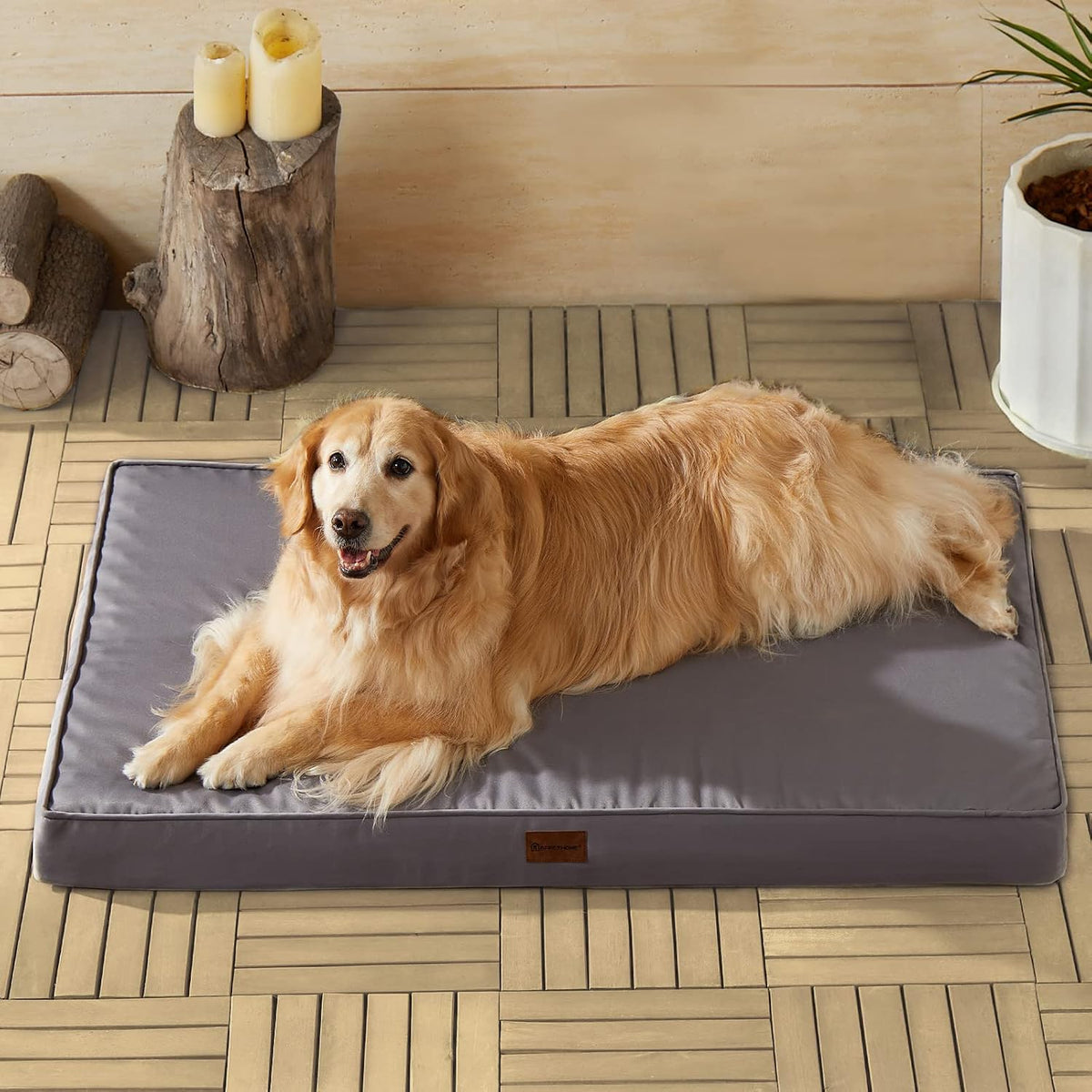 Camas para Perros al Aire Libre para Perros Grandes, Cama Impermeable para Perros Medianos, Grandes y Extra Grandes, Cama Ortopédica para Mascotas con Funda Lavable Extraíble, Cama de Espuma